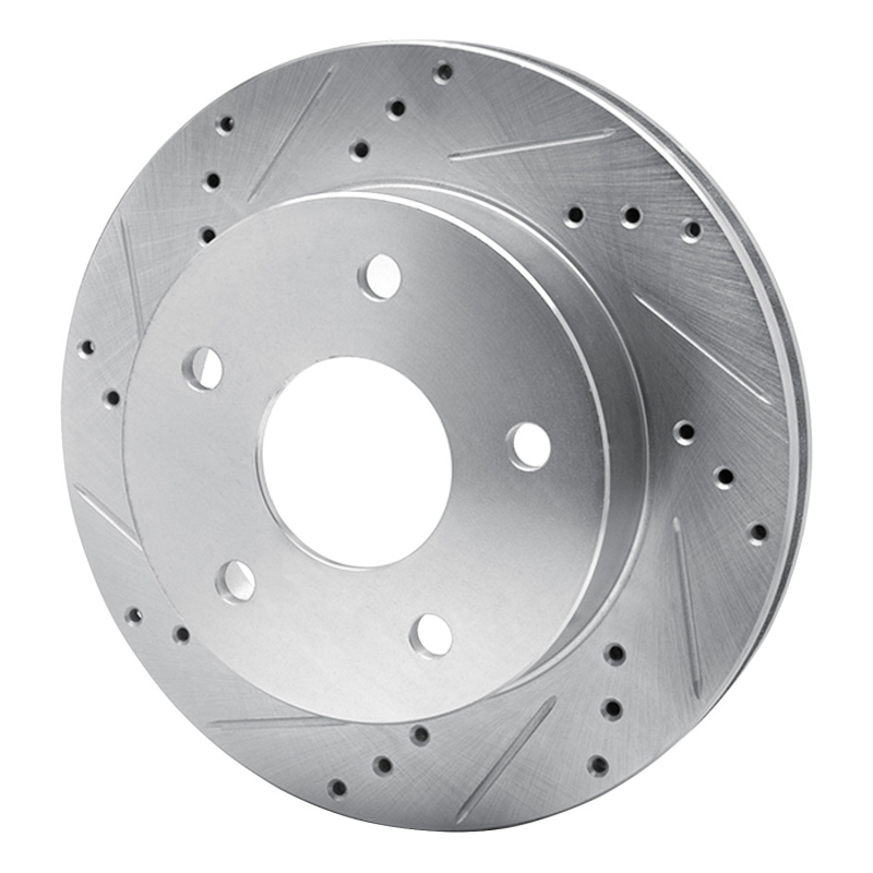 Dodge Ram 1500 Pickup Brake Rotor (1) - Front Left - R1 Concepts - Drilled & Slotted - Silver - `00-`01